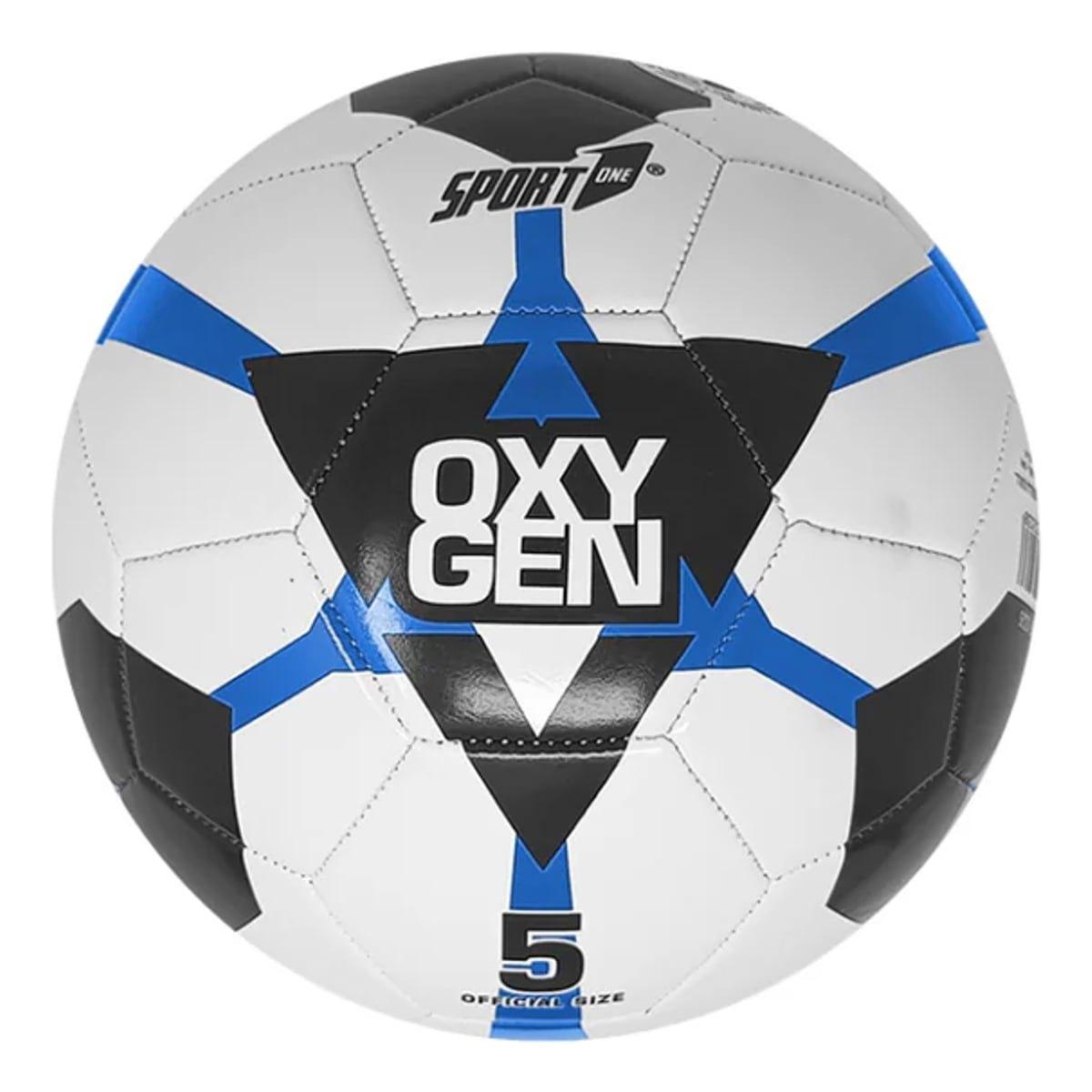 Pallone da calcio Sport One Oxygen misura 5 in tre varianti colore: grigio, blu e arancione su fondo bianco