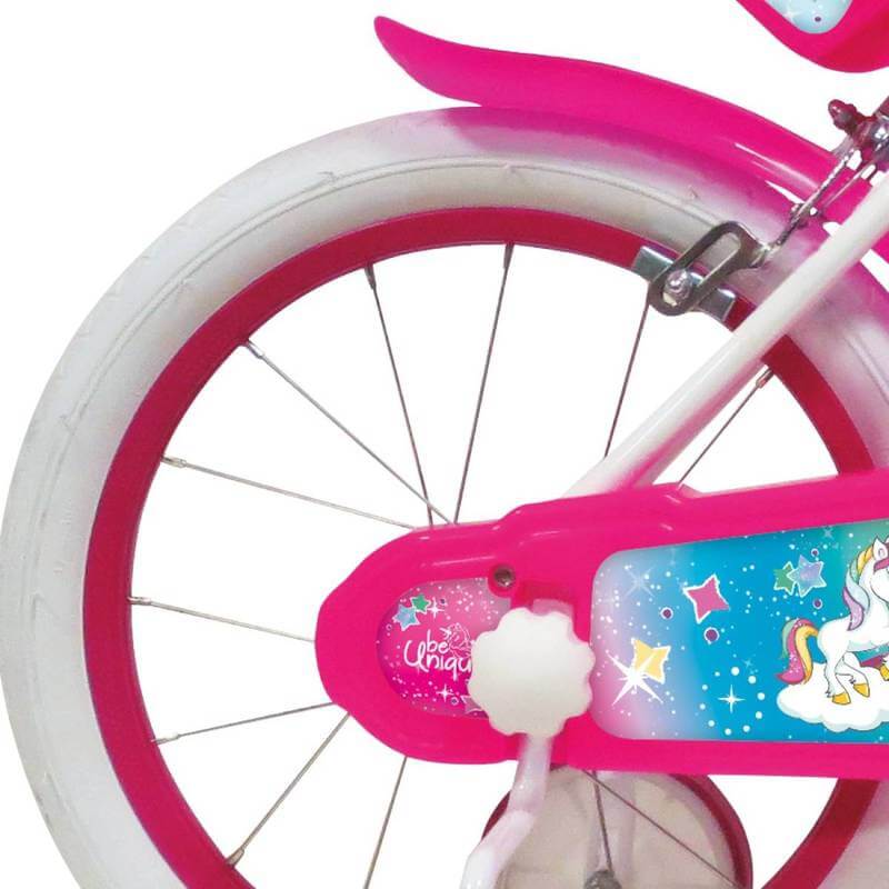Bicicletta Unicorno 16 per bambine dai 5 ai 7 anni. Telaio robusto, rotelle di supporto, sella confortevole, cestino colorato e freni sicuri 3 (19093057)