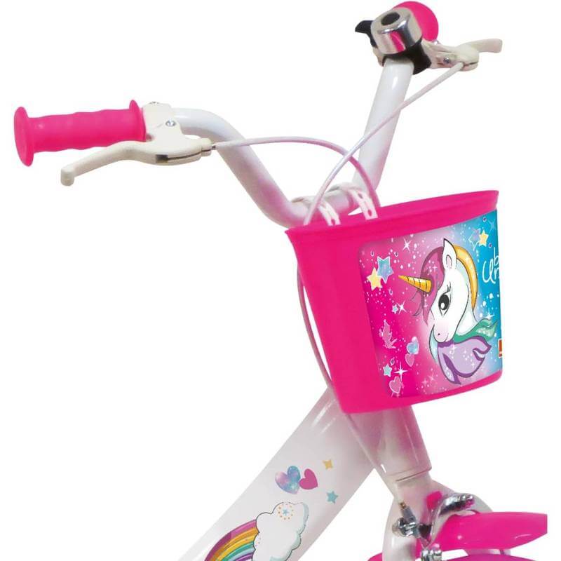 Bicicletta Unicorno 16 per bambine dai 5 ai 7 anni. Telaio robusto, rotelle di supporto, sella confortevole, cestino colorato e freni sicuri 4 (19093058)