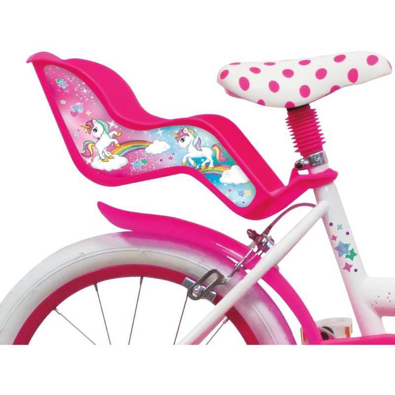 Bicicletta Unicorno 16 per bambine dai 5 ai 7 anni. Telaio robusto, rotelle di supporto, sella confortevole, cestino colorato e freni sicuri 5 (19093059)