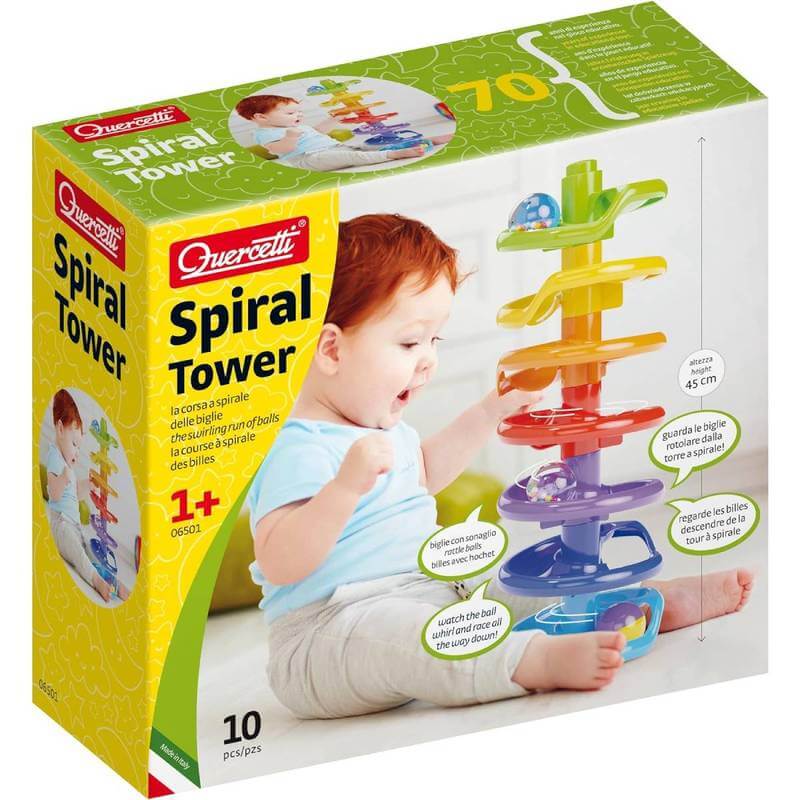 Scopri Spiral Tower di Quercetti, la pista per biglie ideale per bambini da 1 anno. Facilmente costruibile, sviluppa abilità cognitive e motorie. 100% Made in Italy, sicura e sostenibile. (18931005) (19093226)