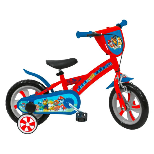 Divertiti con la bicicletta Paw Patrol 12"! Ideale per bambini dai 3 ai 5 anni, con stabilizzatori, telaio in metallo e accessori colorati. 