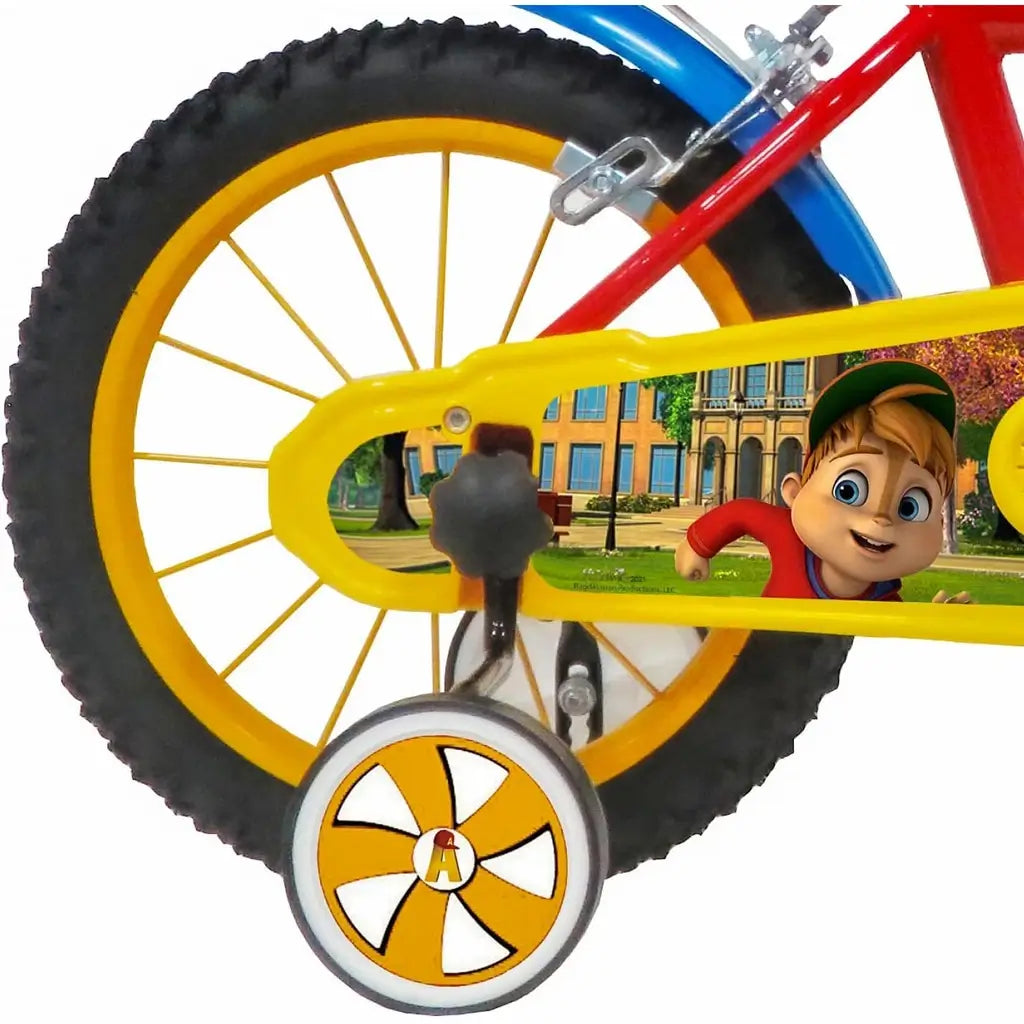 Bicicletta per bambini 12" Alvin con rotelle, borraccia, doppio freno e telaio in acciaio 3-5 anni  