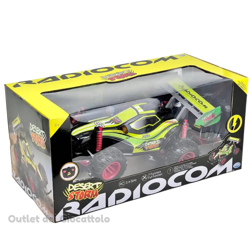 Desert Storm è una macchina telecomandata per bambini, lunga 36 cm e ideale per ogni terreno! Questa auto radiocomandata con telecomando a 7 funzioni e ruote ad alta aderenza 12