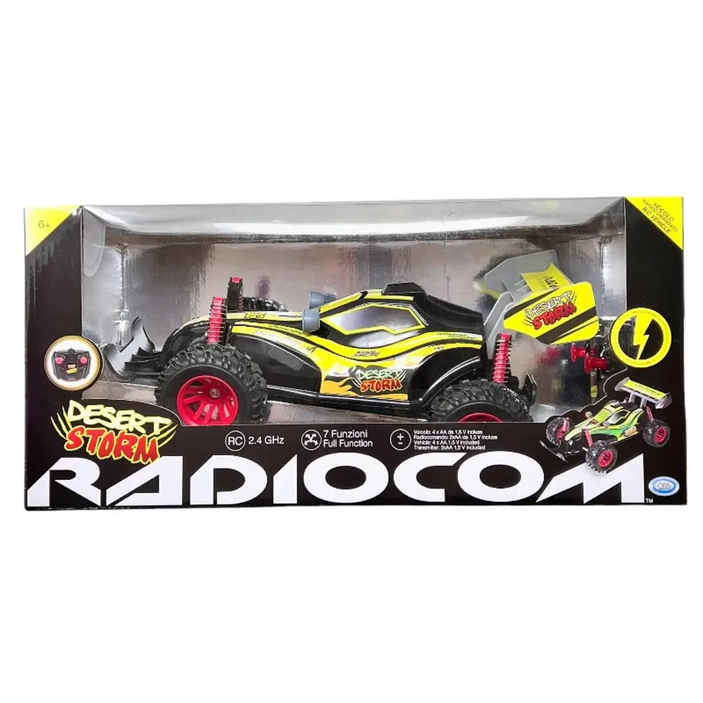 Desert Storm è una macchina telecomandata per bambini, lunga 36 cm e ideale per ogni terreno! Questa auto radiocomandata con telecomando a 7 funzioni e ruote ad alta aderenza 14