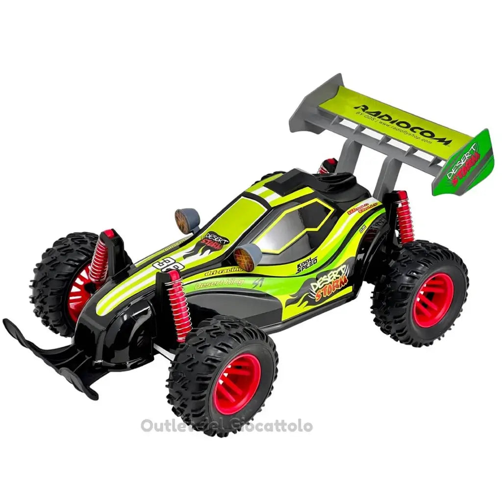 Desert Storm è una macchina telecomandata per bambini, lunga 36 cm e ideale per ogni terreno! Questa auto radiocomandata con telecomando a 7 funzioni e ruote ad alta aderenza 6