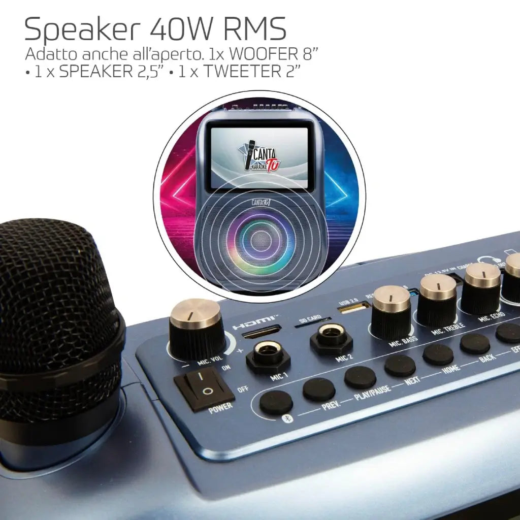 Canta Tu Giochi Preziosi CTC10200 Blu Karaoke Portatile con Microfono Senza Fili Bluetooth 6