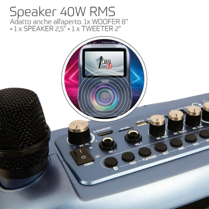 Canta Tu Giochi Preziosi CTC10200 Blu Karaoke Portatile con Microfono Senza Fili Bluetooth 6