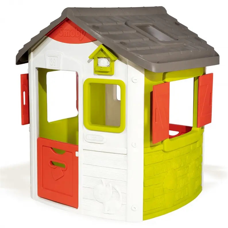 Casetta da giardino per bambini Smoby Neo Jura Lodge. Design modulare con porte, finestre, persiane richiudibili e mangiatoia per uccellini. Giochi all’aperto sicuri e creativi 810500