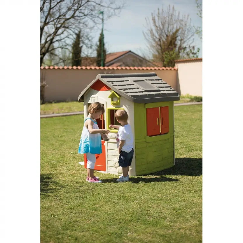 Casetta da giardino per bambini Smoby Neo Jura Lodge. Design modulare con porte, finestre, persiane richiudibili e mangiatoia per uccellini. Giochi all’aperto sicuri e creativi 810500