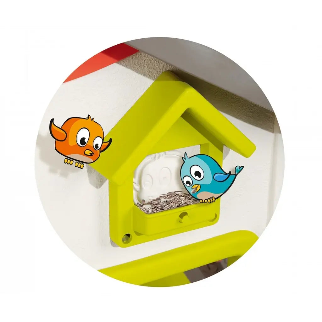 Casetta da giardino per bambini Smoby Neo Jura Lodge. Design modulare con porte, finestre, persiane richiudibili e mangiatoia per uccellini. Giochi all’aperto sicuri e creativi 810500