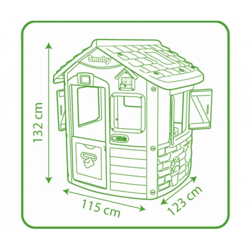 Casetta da giardino per bambini Smoby Neo Jura Lodge. Design modulare con porte, finestre, persiane richiudibili e mangiatoia per uccellini. Giochi all’aperto sicuri e creativi 810500