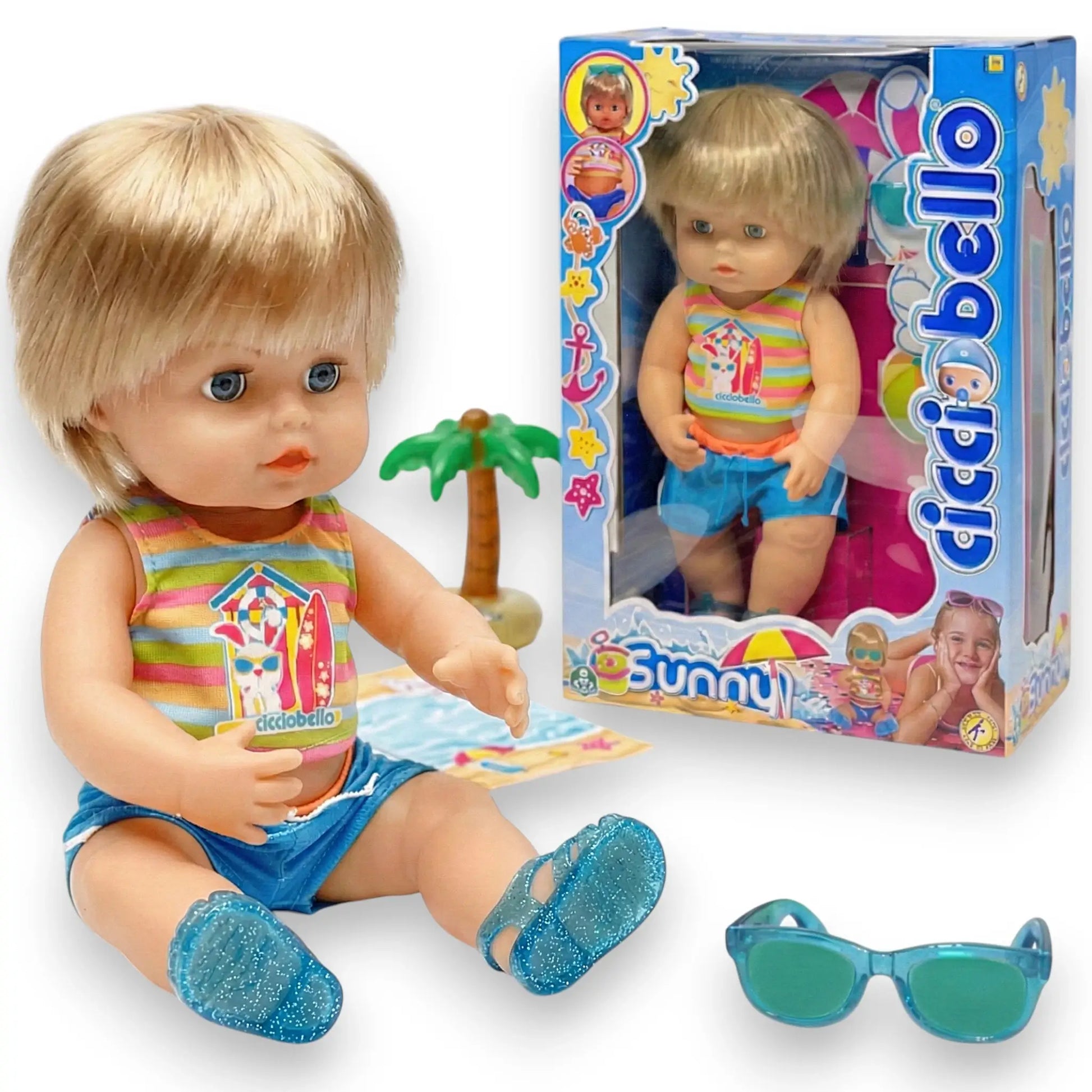 Cicciobello Sunny Bambola Abbronzante con Occhiali Cambia Colore Giocattolo