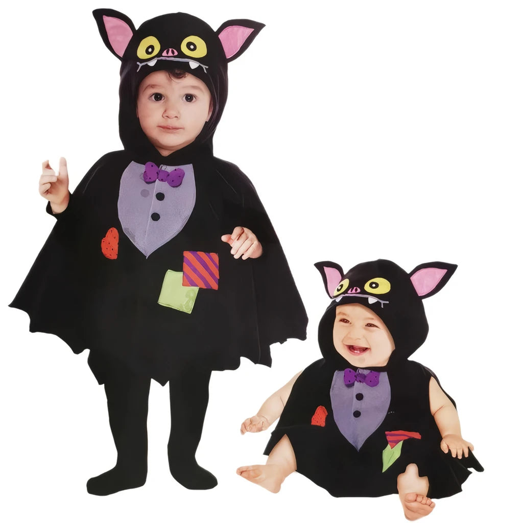 Costume da Pipistrello per Bambino 9-18 Mesi Mantello con Cappuccio Halloween