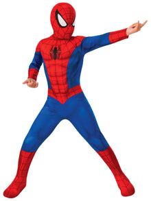 Costume ufficiale Marvel Spider-Man per bambini 5, 6, 7, 10, 11, 12 anni. Tuta rossa e blu con maschera integrale. Perfetto per Carnevale 