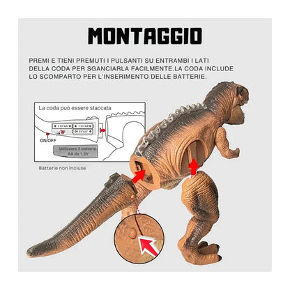 Dinosauro T-Rex radiocomandato con luci, suoni e movimenti realistici. Perfetto per bambini dai 3 anni, divertente e interattivo 7