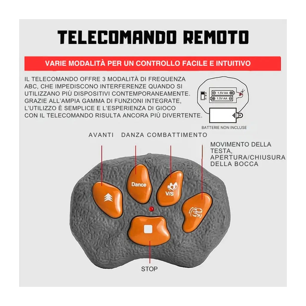 Dinosauro T-Rex radiocomandato con luci, suoni e movimenti realistici. Perfetto per bambini dai 3 anni, divertente e interattivo 8