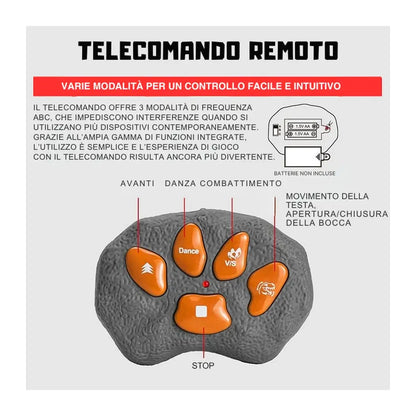 Dinosauro T-Rex radiocomandato con luci, suoni e movimenti realistici. Perfetto per bambini dai 3 anni, divertente e interattivo 8