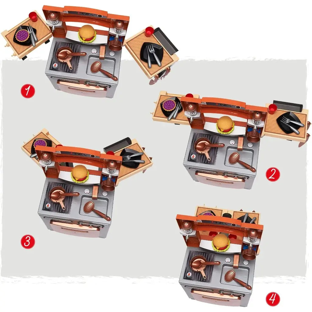 Cucina Ecoiffier 2 in 1 a tema Pizzeria: set da 33 pezzi con forno, piano cottura, cassa e cibi giocattolo 19