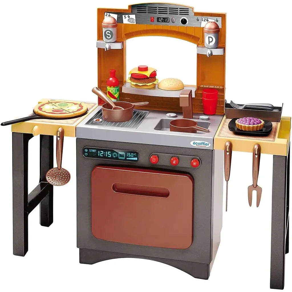 Cucina Ecoiffier 2 in 1 a tema Pizzeria: set da 33 pezzi con forno, piano cottura, cassa e cibi giocattolo 1
