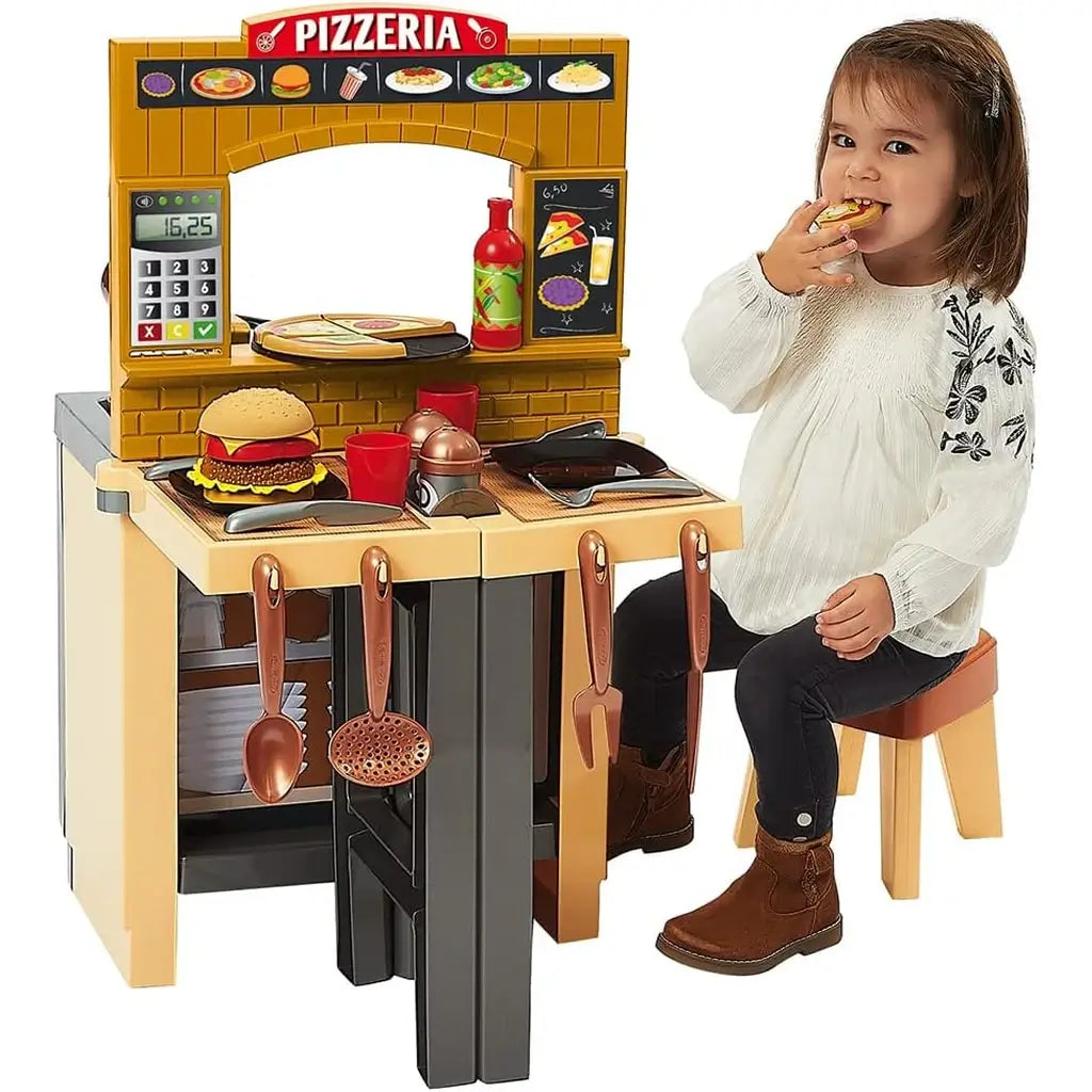 Cucina Ecoiffier 2 in 1 a tema Pizzeria: set da 33 pezzi con forno, piano cottura, cassa e cibi giocattolo 2