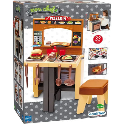 Cucina Ecoiffier 2 in 1 a tema Pizzeria: set da 33 pezzi con forno, piano cottura, cassa e cibi giocattolo 5