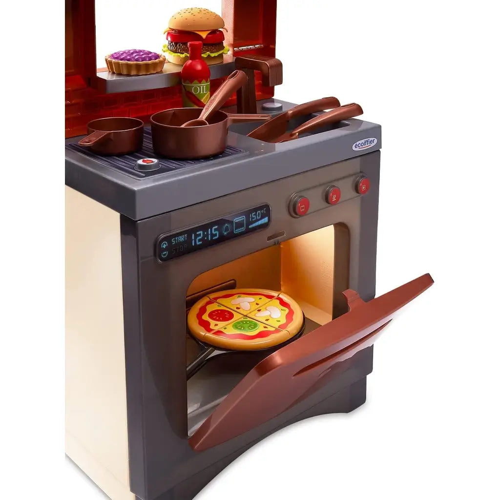 Cucina Ecoiffier 2 in 1 a tema Pizzeria: set da 33 pezzi con forno, piano cottura, cassa e cibi giocattolo 6