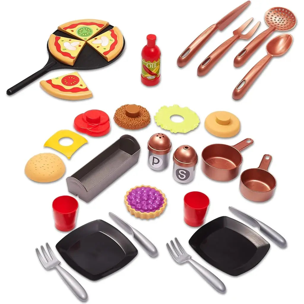 Cucina Ecoiffier 2 in 1 a tema Pizzeria: set da 33 pezzi con forno, piano cottura, cassa e cibi giocattolo 7