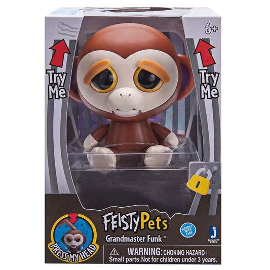 Feisty Pets Grandmaster Funk: un tenero animaletto che si trasforma in un dispettoso monello premendo sulla testa! Perfetto per bambini dai 6 anni e collezionisti. Prodotto originale, sicuro e divertente. Ideale per regali e giochi creativi! 1