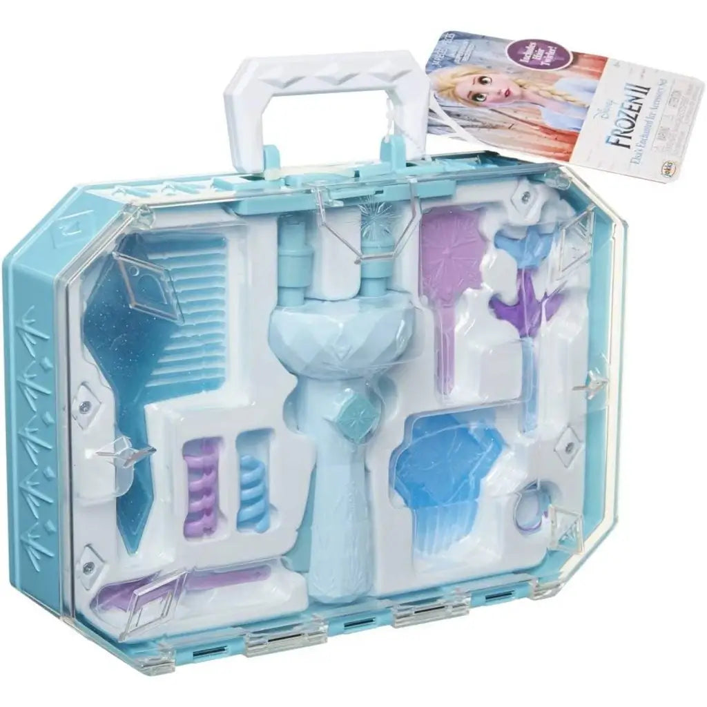La valigetta Frozen con accessori per capelli è il set perfetto per bambine creative! Contiene hair twirler, mollette ed elastici per acconciature da favola.3
