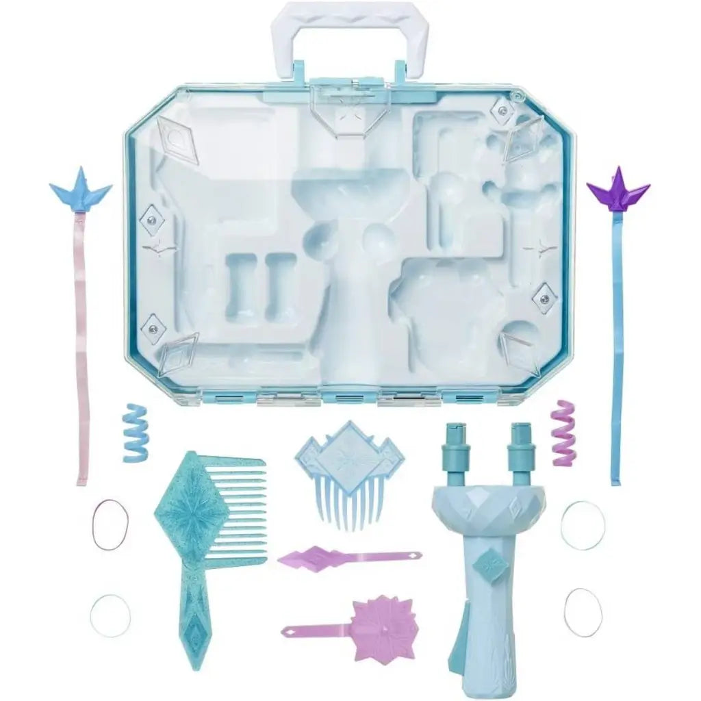 La valigetta Frozen con accessori per capelli è il set perfetto per bambine creative! Contiene hair twirler, mollette ed elastici per acconciature da favola.7