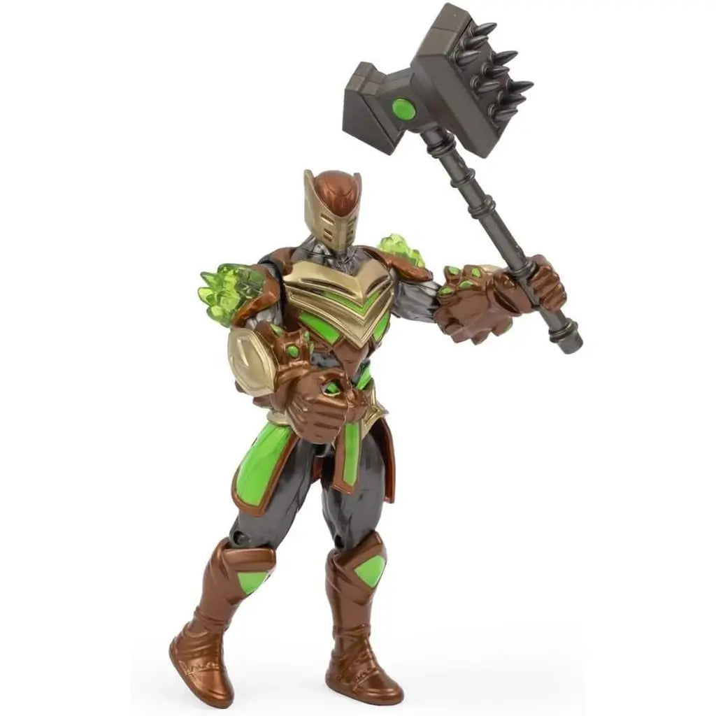 action figure Gormita Rockard Glen del Clan della Terra. Personaggio da 15 cm, completamente articolato con armatura verde/bronzo e Martello Sismico 5