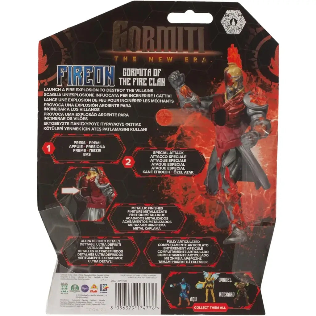Action Figure di Fireon Gormita del Clan del Fuoco da 15 cm, completamente articolato e dotato di una funzione di attacco.Prodotto Giochi Preziosi Età 3+.8