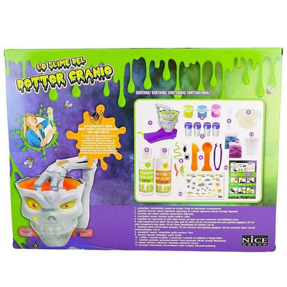 Crea slime unici e colorati con il Kit Slime del Dottor Cranio! Include tutto il necessario: colla, attivatore, glitter e attrezzi. Perfetto per bambini da 6 anni in su 