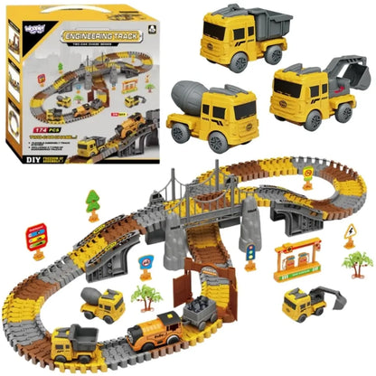 Pista Elettrica da Costruzione XXL 174 Pezzi con Macchine Per Bambini 1