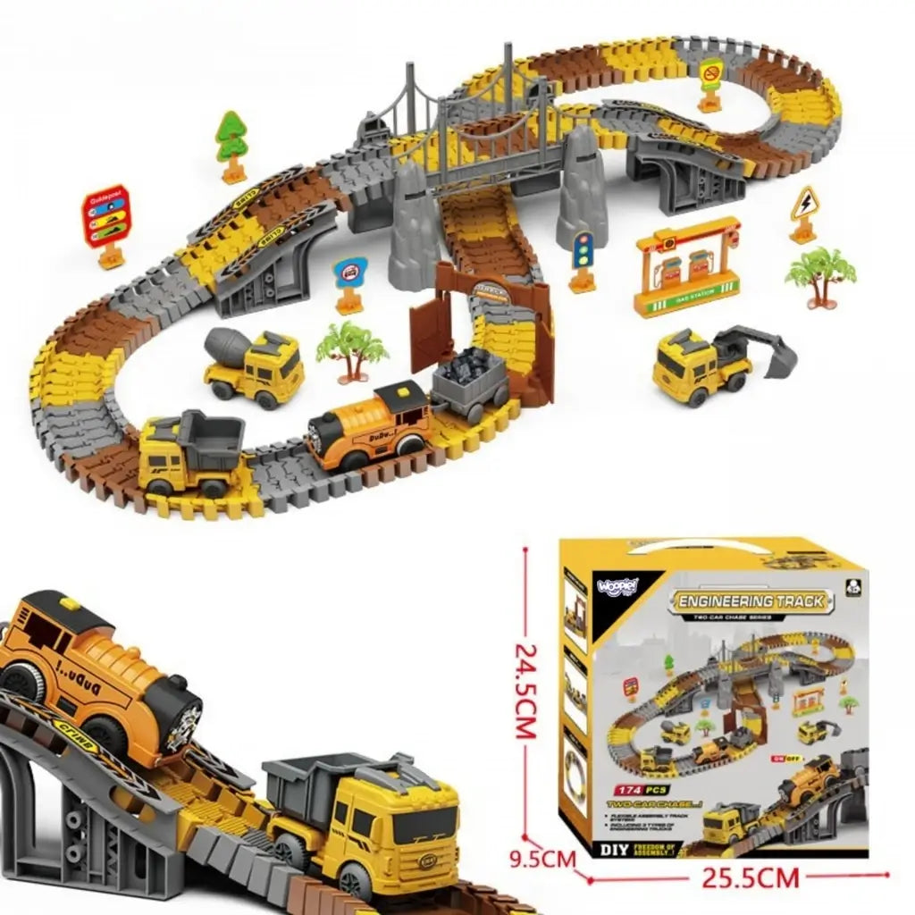 Pista Elettrica da Costruzione XXL 174 Pezzi con Macchine Per Bambini 11
