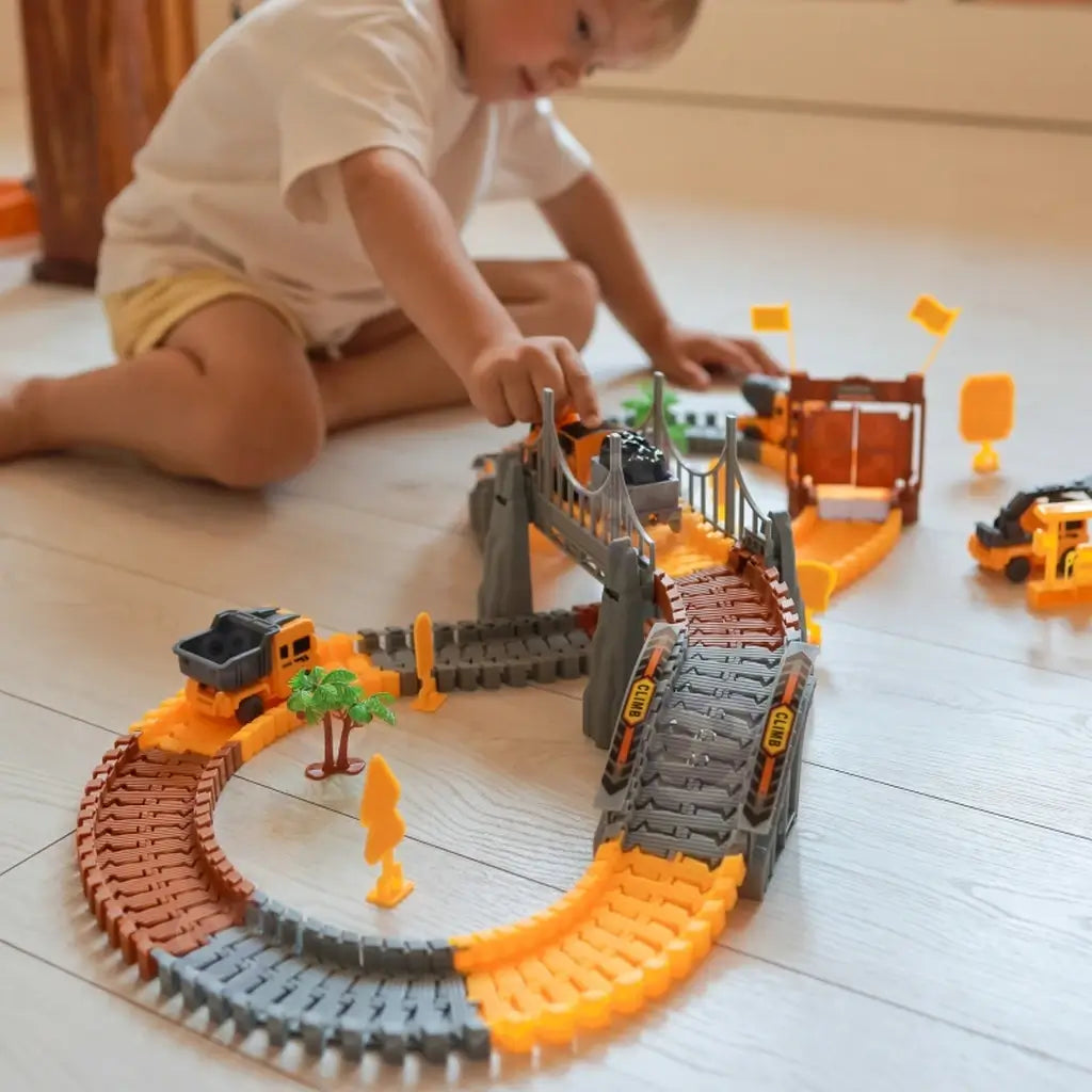 Pista Elettrica da Costruzione XXL 174 Pezzi con Macchine Per Bambini 4