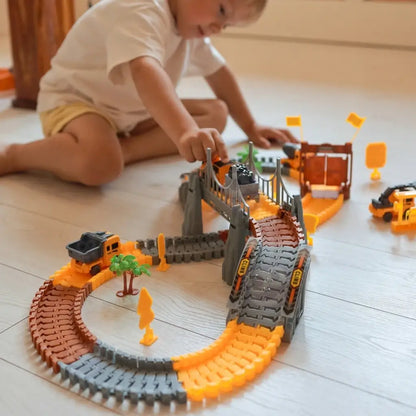 Pista Elettrica da Costruzione XXL 174 Pezzi con Macchine Per Bambini 4