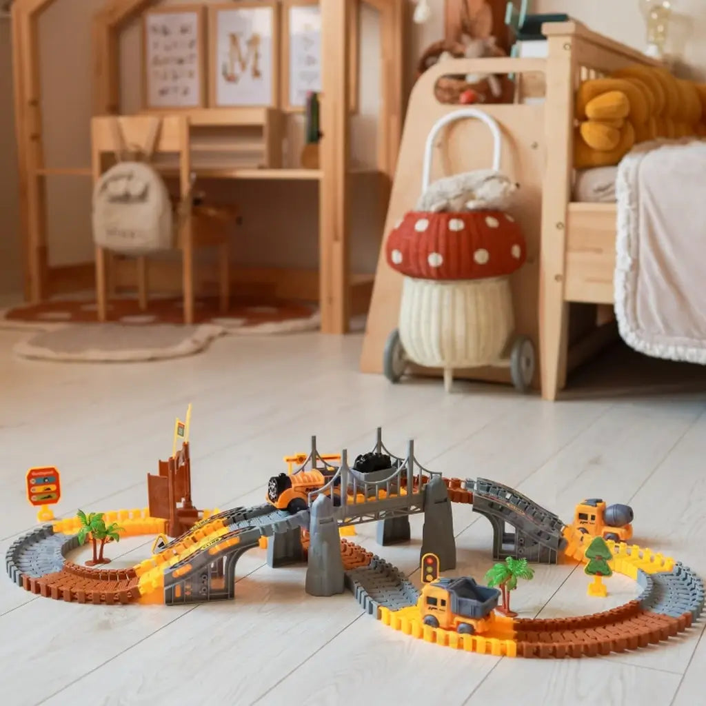 Pista Elettrica da Costruzione XXL 174 Pezzi con Macchine Per Bambini 5