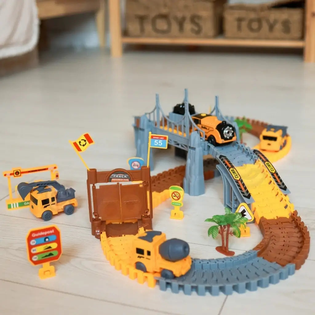 Pista Elettrica da Costruzione XXL 174 Pezzi con Macchine Per Bambini 6