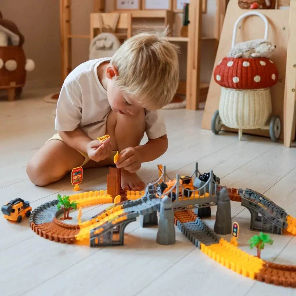 Pista Elettrica da Costruzione XXL 174 Pezzi con Macchine Per Bambini 7