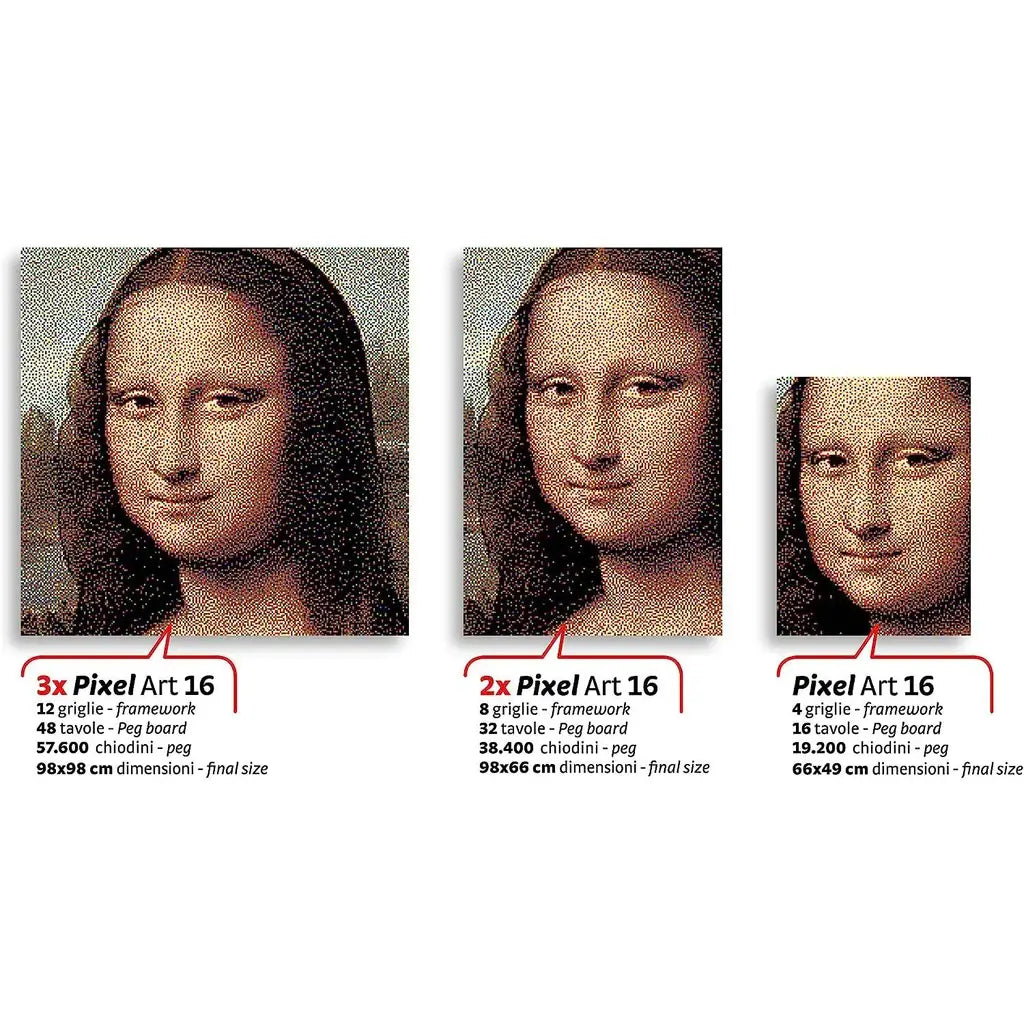 Chiodini Quercetti 0843 Pixel Art 16 Trasforma Foto in Arte 70 Immagini. Trasforma foto in arte. Kit con 16 tavolette 14.800 chiodini e effetto fotografico magico 8