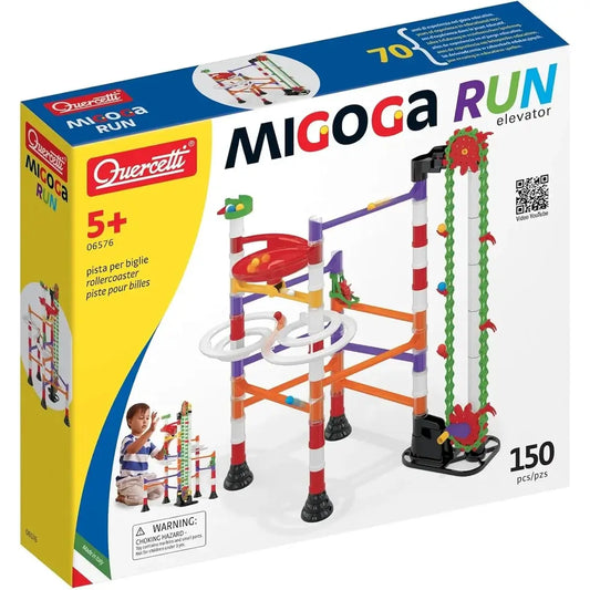 Quercetti 6576 Pista per Biglie Migoga Run Elevator 150 pezzi Gioco Costruzioni Bambini da 5 Anni 