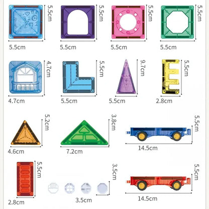 Gioco con magneti per bambin: set costruzioni magnetici con 110 pezzi colorati. Giocattoli con calamite bimbi sicuri e creativi, ideali dai 3 anni in su. 8