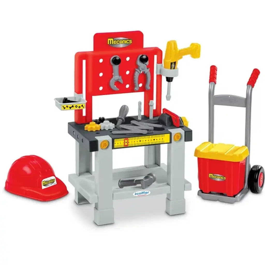 Scopri il Tavolo Lavoro Ecoiffier 3 in 1, Super Pack di meccanica per bambini. Banco da lavoro completo per gioco d’imitazione creativo. Qualità Made in France. 1