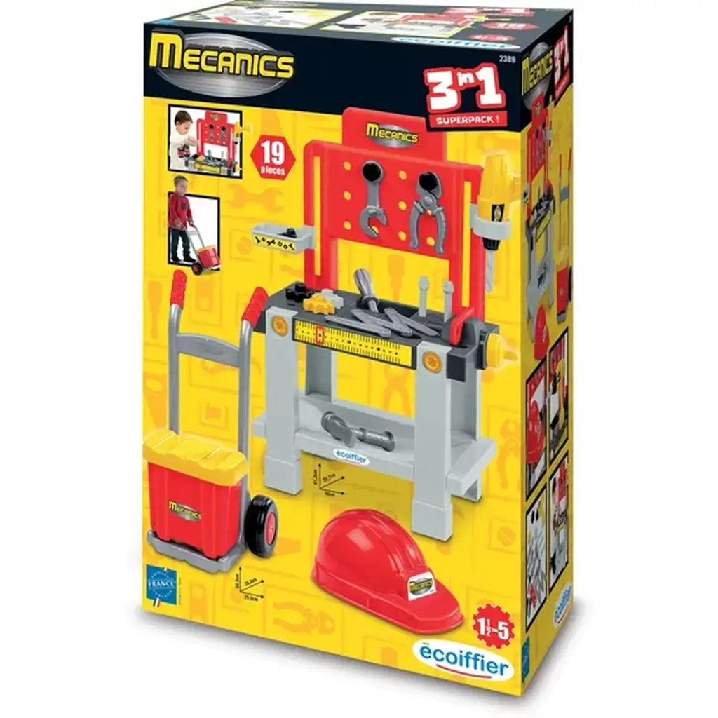 Scopri il Tavolo Lavoro Ecoiffier 3 in 1, Super Pack di meccanica per bambini. Banco da lavoro completo per gioco d’imitazione creativo. Qualità Made in France. 5