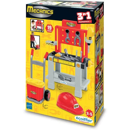 Scopri il Tavolo Lavoro Ecoiffier 3 in 1, Super Pack di meccanica per bambini. Banco da lavoro completo per gioco d’imitazione creativo. Qualità Made in France. 5