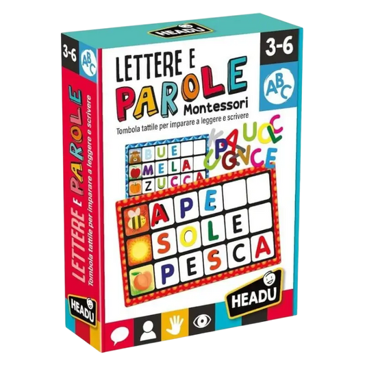 Tombola Lettere e Parole Montessori Gioco Educativo per Bambini Headu IT20515