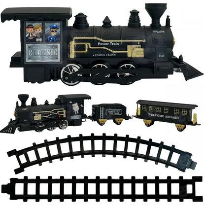 Treno elettrico WOOPIE con 29 accessori. La locomotiva emette suoni, luce e vapore acqueo. Pista di 460 cm, facile da montare. Ideale da 3 anni.1