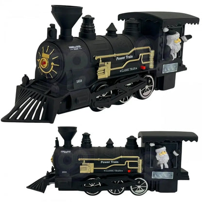 Treno elettrico WOOPIE con 29 accessori. La locomotiva emette suoni, luce e vapore acqueo. Pista di 460 cm, facile da montare. Ideale da 3 anni.2